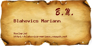 Blahovics Mariann névjegykártya